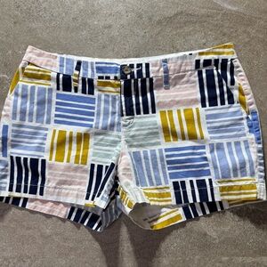 Old Navy Women's S6 Chino Shorts Multi-Color Abstract Block Striped 100% Cotton